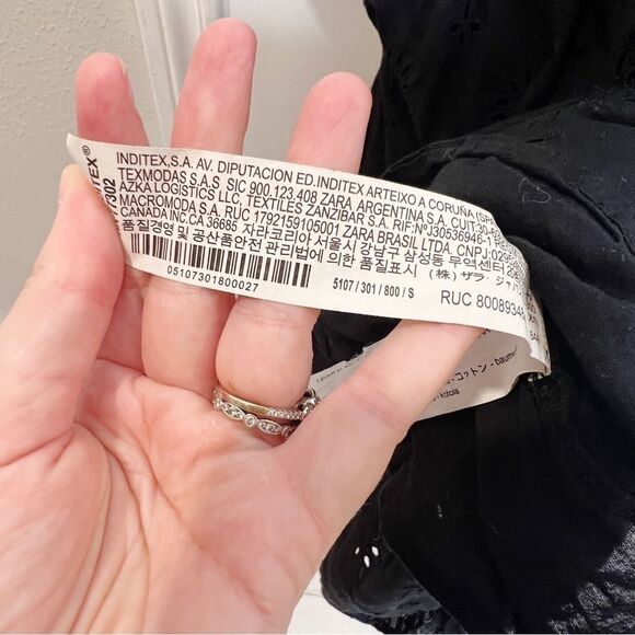 ZARA OPENWORK EMBROIDERED DRESS BLACK | 5107/301 Size S - Picture 11 of 12